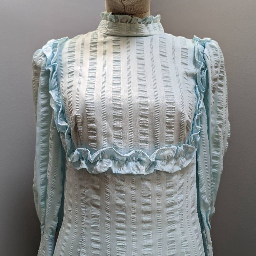 Vintage Juliet Sleeve Robin-Egg Blue Maxi Dress - Picture 4 of 16